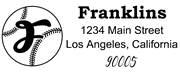 Baseball Outline Script Letter F Monogram Stamp Sample